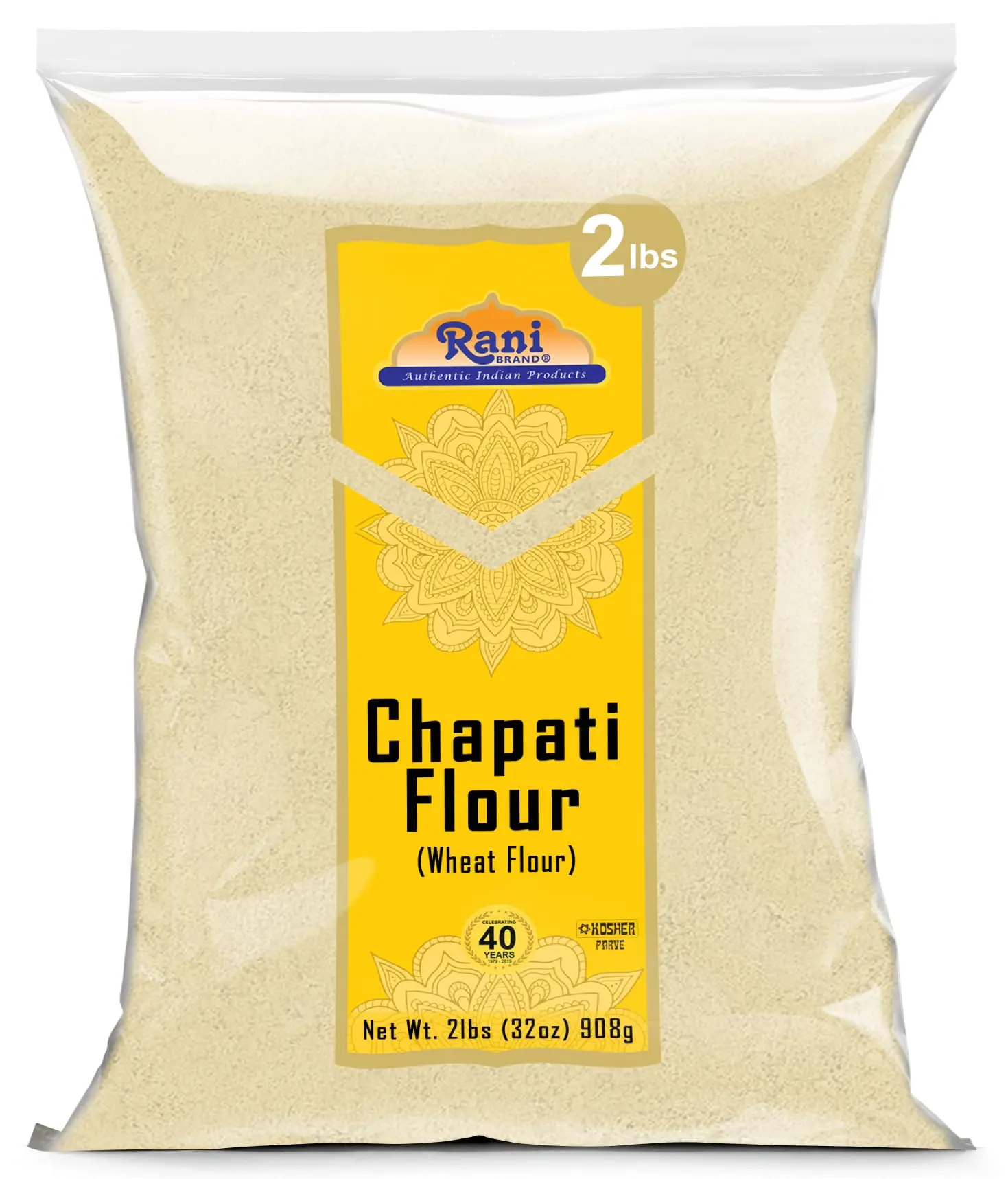 Rani Chapati Flour (100% Pure Whole Wheat Atta), For Making Roti & Indian Breads 32oz (2lbs) 908g ~ All Natural | Vegan | No Salt or Colors | NON-GMO | Kosher | Indian Origin