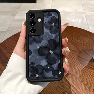 Case for Samsung S24 ultra plus S25 S23 S22 Ultra Plus Black Flower Advanced fashion gift Anti-Scratch Shockproof Soft Silicone Protective Cover