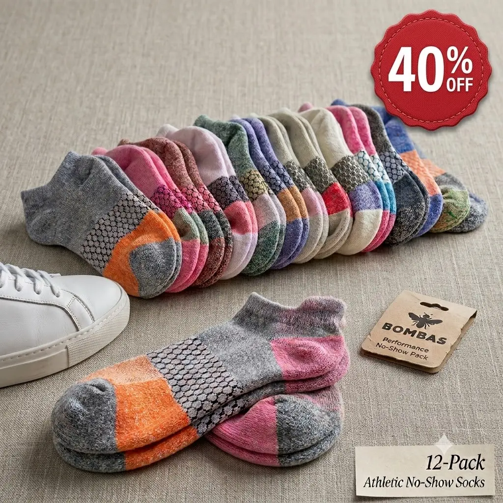 Pack 3/5 Bombas Ankle Socks, Cushioned Footbed & Honeycomb Arch Support, Seamless Toe, Blister Tab, Soft Cotton Blend, Size S, M, L, Women's Men's Daily wear