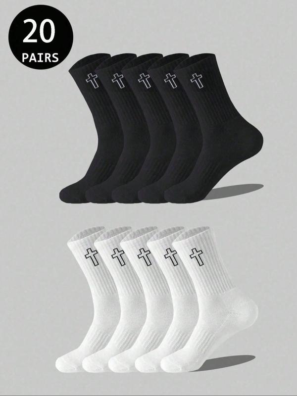 Men's Casual Socks Set, 10 Pairs/20 Pairs, Medium-Length, &, Odor-Resistant, Breathable, Sweat-Absorbent, Two Styles Available