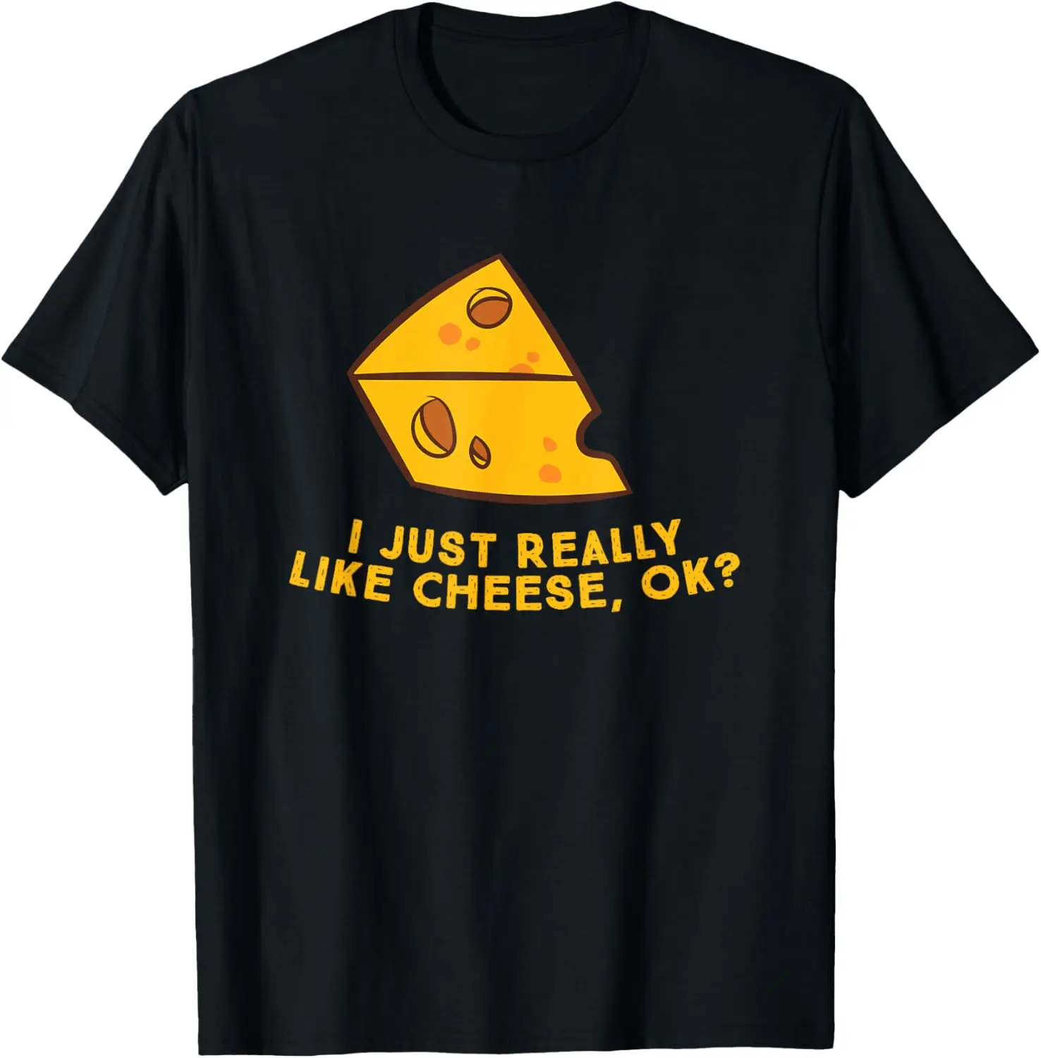 Women's Funny Graphic T-Shirt, Casual Vintage 100% Cotton Short Sleeve Streetwear Top with "I Just Really Like Cheese" Saying, Tshirt, Everyday
