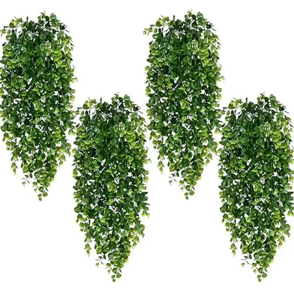 4Pcs Fake Hanging Plants 2.7FT Fake Plants Fake Vines Greenery | UV Resistant Faux Outdoor Plants Ivy Vines for Modern Boho Patio Outdoor Indoor Party Wall Porch Gazebo Aesthetic Decor