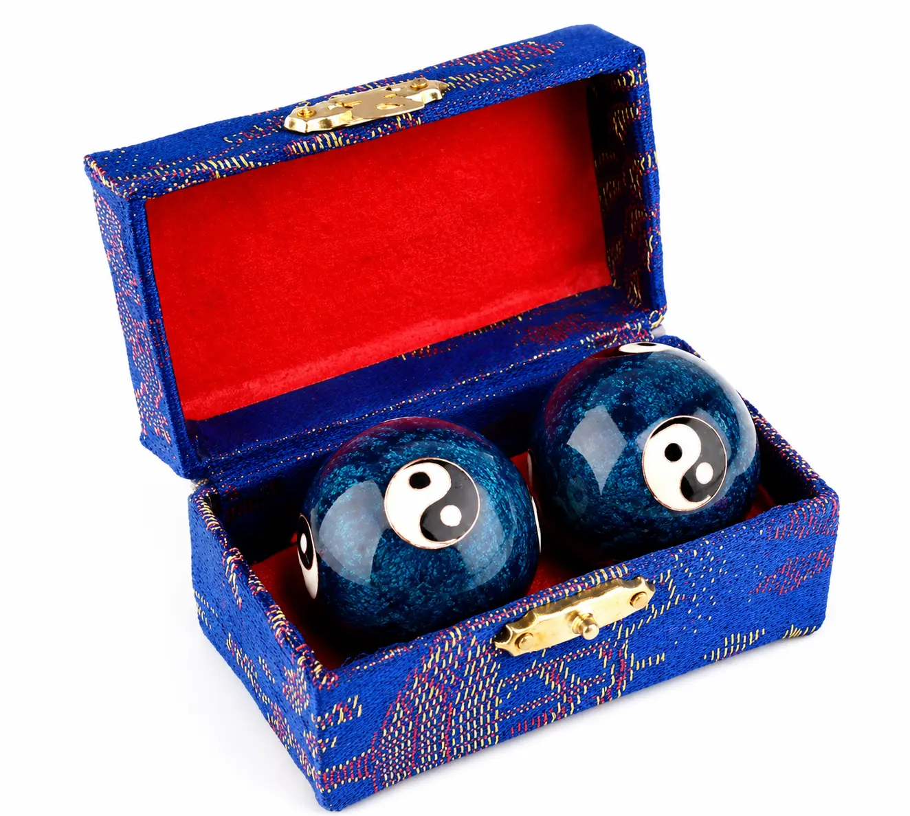 Blue Chinese Baoding Balls Hand Exercise Therapy Stress Relief Theraphy Meditation