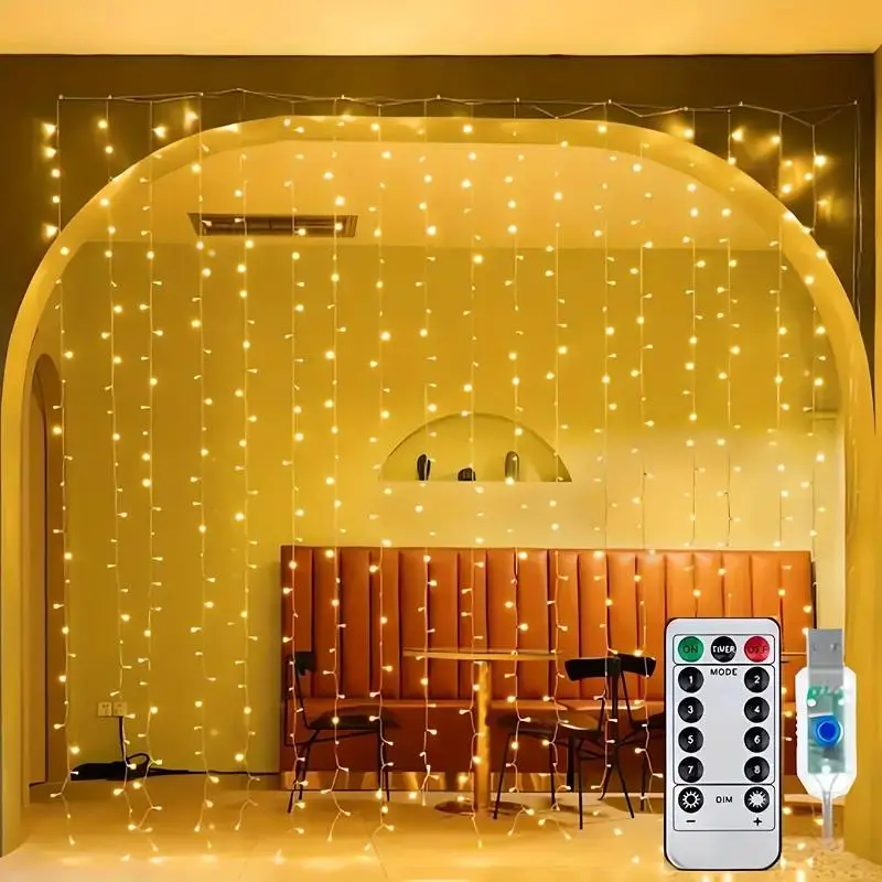 LED Curtain Light String, USB-Powered LED Curtain Light String, Decorative Light String for Weddings, Bedrooms & Living Rooms, LED Ambient Lighting, Versatile Uses, Lighting Modes, Remote Control, LED Lights, LED Decoration