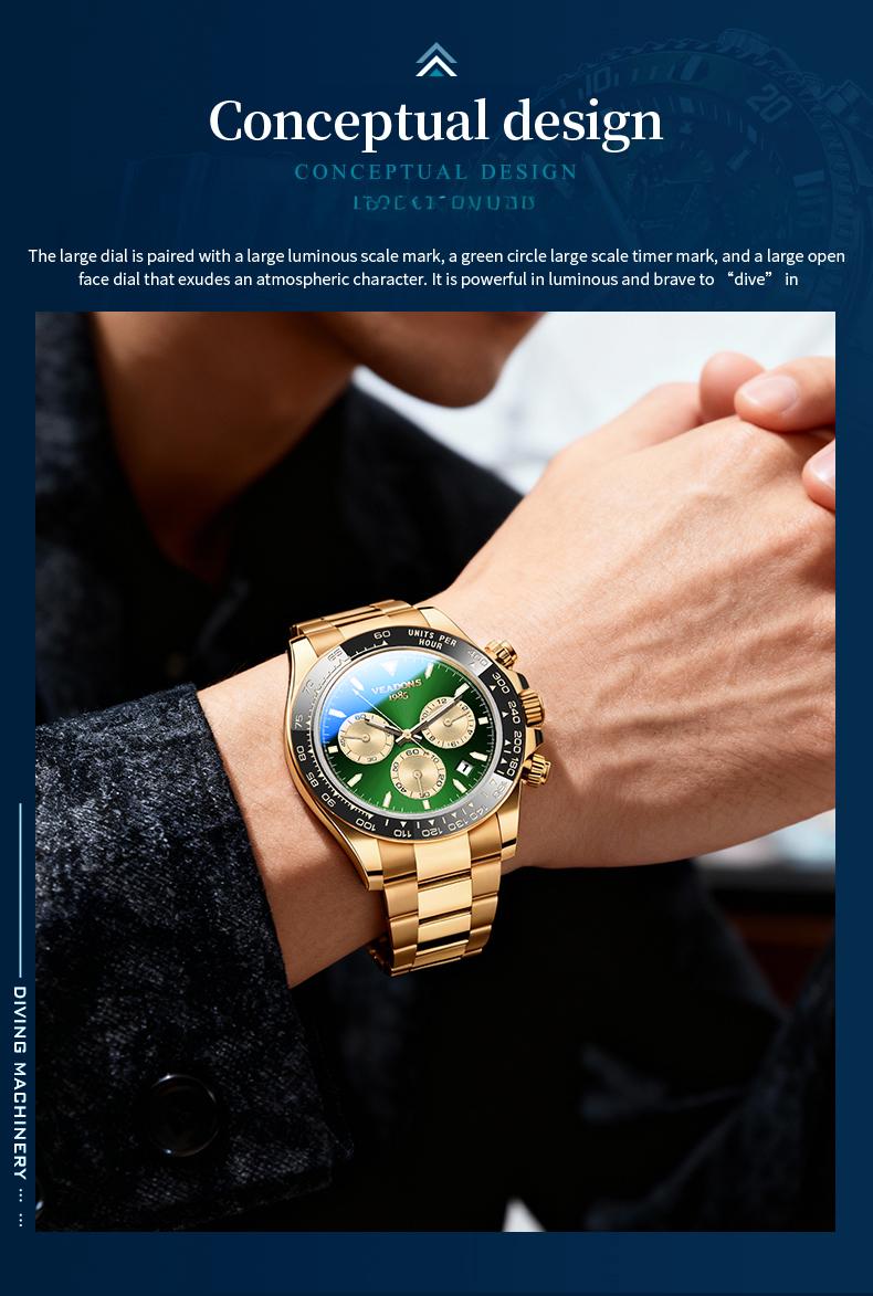 【SpringStatements】Men's  Luxury Dress Watch Business Fashion VALENTINE'S DAY GIFT  Quartz Watch Multifunctional wristwatch Chronograph QuartzMovement Luminous Date WaterResistant Boss Wristwatch for Party DailyWear Birthday Gift with Box