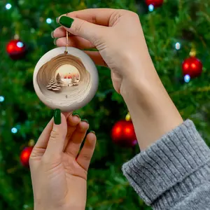 Ceramic Ornament, 3D Illusion Christmas Ceramic Ornament. Christmas Tree Decoration, Christmas Gift