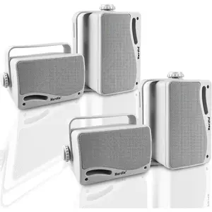 Herdio 3.5-Inch Bluetooth Waterproof Outdoor Speakers (4-Pack, White) - 400W Superior Audio, Smartphone Mobile Streaming, Stable Connection, Surround Sound, All-Weather Durability for Home Patio, Marine Use