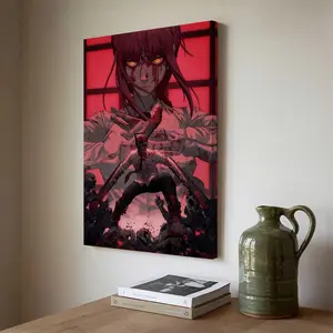 Chainsaw Man Poster Japanese Anime Wall Art Print Dark Manga Aesthetic Room Decor Otaku Gift for Fans of Chainsaw Man Anime & Manga High-Quality Solid Wood Frame Waterproof Design