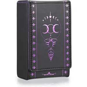 PU Leather Tarot Card Protective Case Moon Pattern Design Tarot Deck Storage Pouch Tarot Card Holder Tarot Pouch Bag for Playing Cards and Standard Size Tarot Cards Tarot Deck