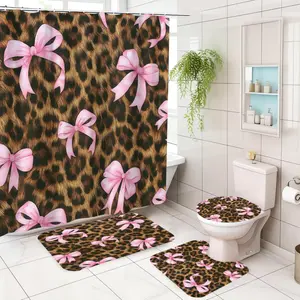 Bathroom Full Set Accessories Kit, Includes Shower Curtain, Bath Mat, Toilet Seat Cover & Hooks, Ideal Holiday Gift, Home Decor, Bathroom Decoration Accessories