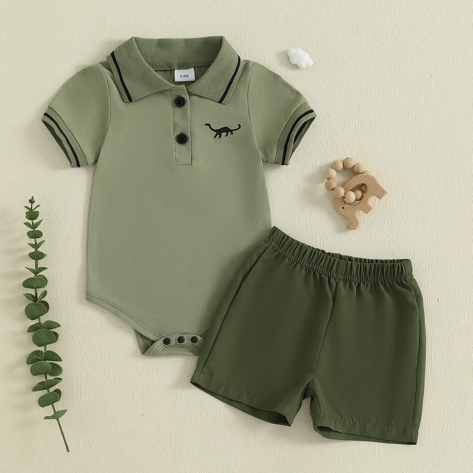 Infant Baby Boys 2Pcs Summer Outfits Short Sleeve Lapel Collar Romper + Shorts Set Newborn Clothes