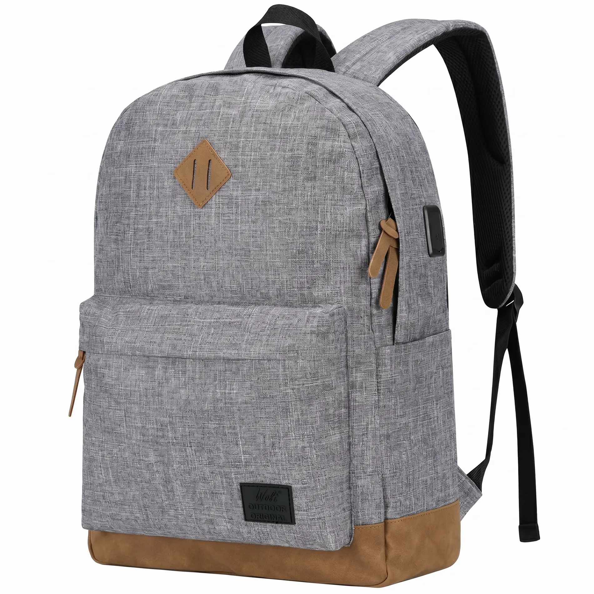 Practical College Backpack for Men-Women, Water Resistant 15.6" Laptop Bag with USB Charge Port
