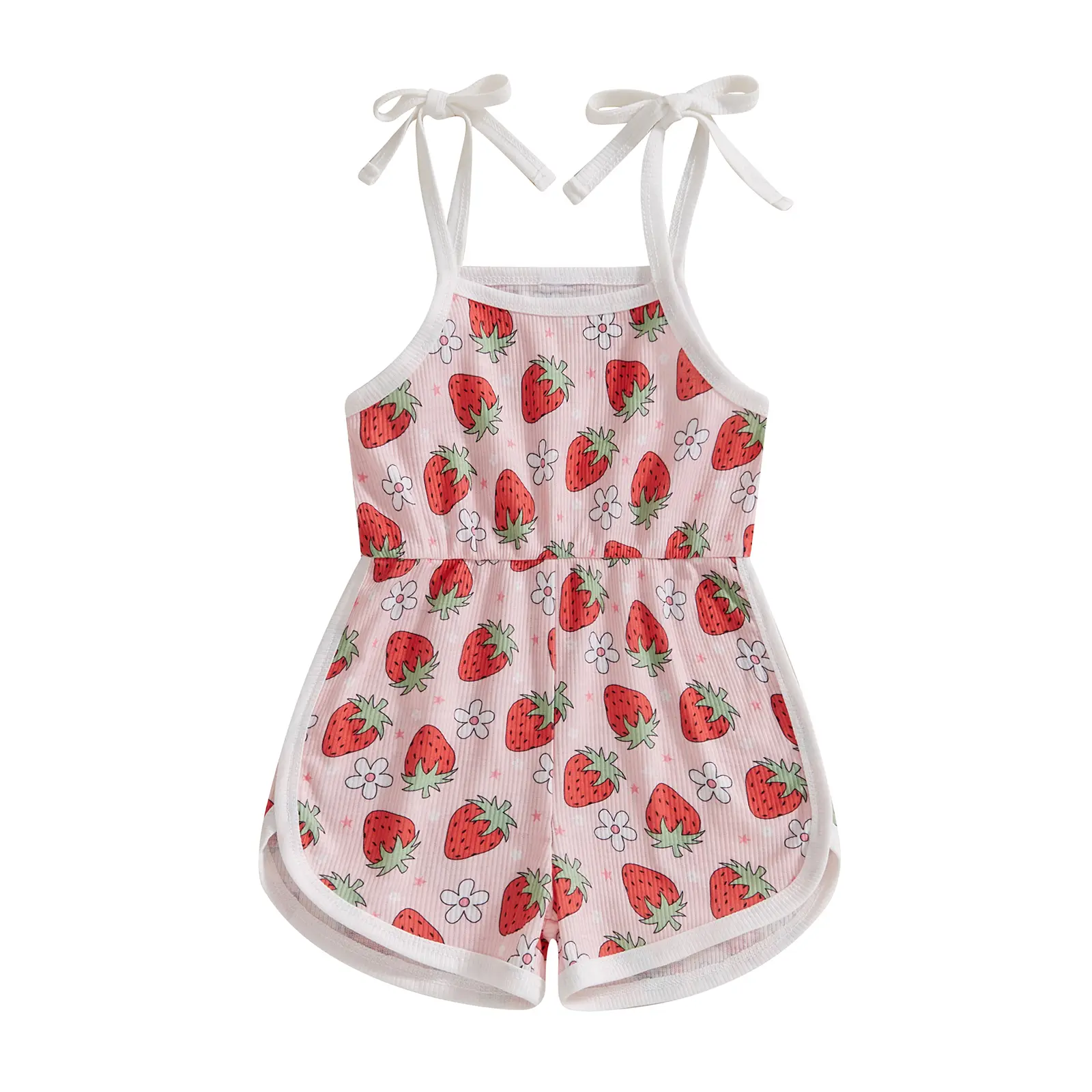 Kids Toddler Baby Girl Summer Clothes Outfits Sling Jumpsuit Sleeveless Tie Strap Strawberry Print Romper Shorts Infant Playsuit