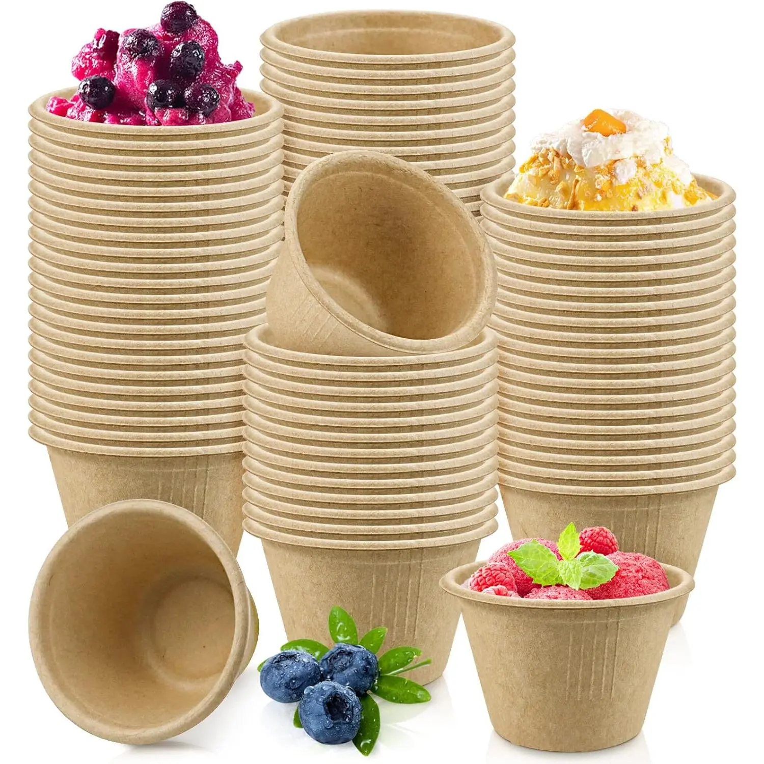 200 count 4 oz  Sugarcane Biodegradable Bowls Disposable Paper Bowls Compostable Soup Bowls for Salad,Hot Soup,Pasta and Dessert