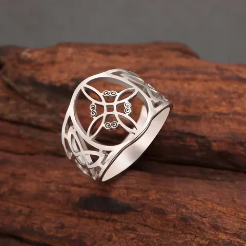 Non-Tarnish Stainless Steel Minimalist Celtic Witch Knot Cross Knot Symbolic Ring - Jewelry Rings for Mystical Jewelry Lovers, Versatile Adult Casual Daily Finger Accessory & Party Gift Amulet