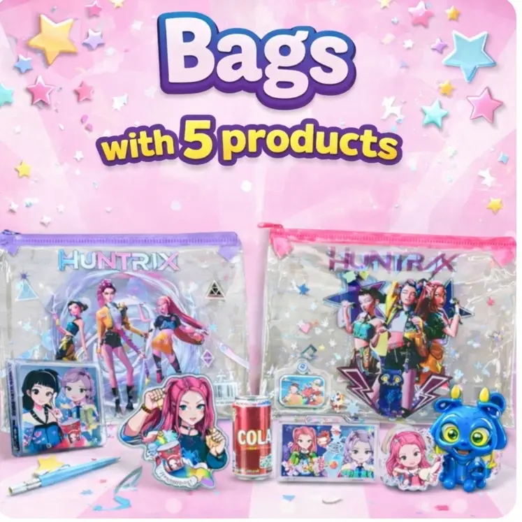 Cute Glitter Bags with 5 Products Stationery Notebooks Gloss Keychain Clip for Cute Girls Perfect Gift