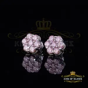 925 Silver White 2.25ct VVS D Pink Moissanite Floral Men's/Women's Stud Earrings