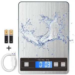 Food scale 22lb digital kitchen scale rechargeable waterproof weight grams and oz 1g/0.1oz precise, for weight loss, cooking and baking, ash silver