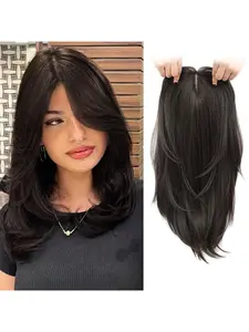 Hair Toppers for Women with Thinning Hair,18 Inch Long Layered Topper,Add Volume Synthetic Hairpieces Wiglets Pieces For Women Large Base for Daily Use