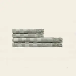 Organic Checkered Bath Towel 4pc Set