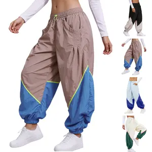 Tanming Women’s Trendy Colorblock Slouchy Pants Lightweight Quick Dry Mid Rise Joggers with Adjustable Drawstring Waist Pockets and Cinched Hems Springfresh for Hyrox