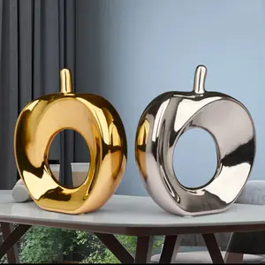 Apple statue gold silver apple for home decor