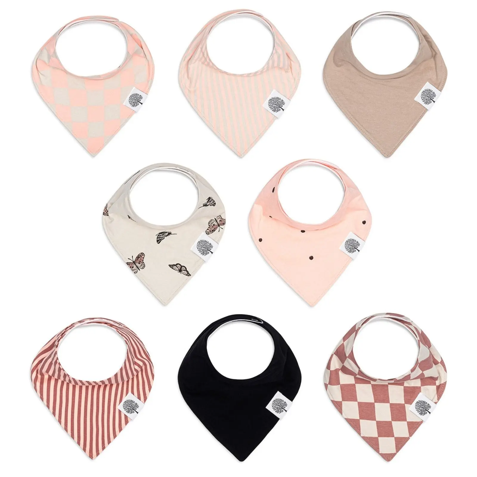 Butterfly  Bandana Bib Set (8 Pack) – Absorbent Cotton Bibs for Teething & Drool, Ages 3–36 Months