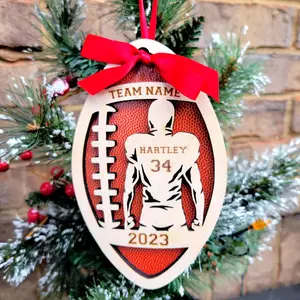 Personalized Football Christmas Ornament Gift for Football Player, Christmas Gift for Football Team, Personalized Football Player Gift