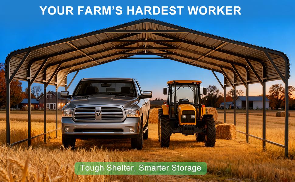 MNLR 20x20 FT Steel Carport, Galvanized Metal Car Shelter for Cars, Trucks, Boats and Tractors