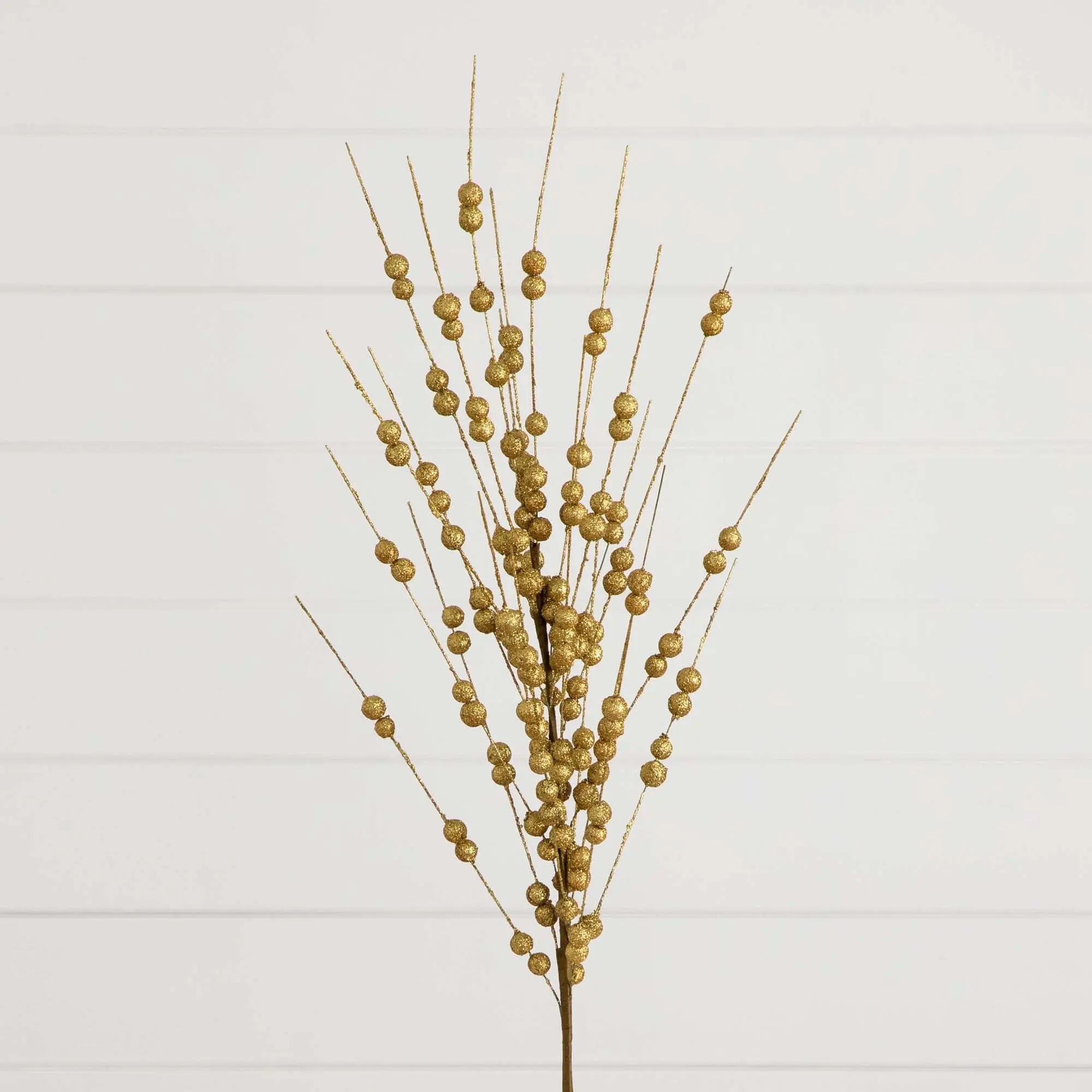 36in Synthetic Gold Berry Stem Set of 3 - Home Decor Fruit Ornaments for Christmas, DIY Trim Fake Plants for Room Design, Shape or Bend Feature