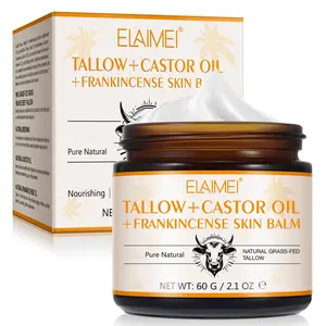 Elaimei Butter & Castor Oil Balm 60g, Rich in Fatty Acids, Grass-Fed Beef Fat Moisturizer, Plant-Based Formula, Gentle for Sensitive Skin