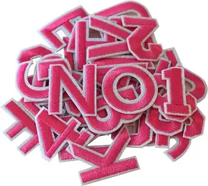 72 Pieces Iron on Letters and Numbers Patches, Pink Letter Patches Alphabet Embroidered Patch A-Z, Numbers 0-9 Applique for Clothes, Dress, Hat, Socks, Jeans, DIY Accessories