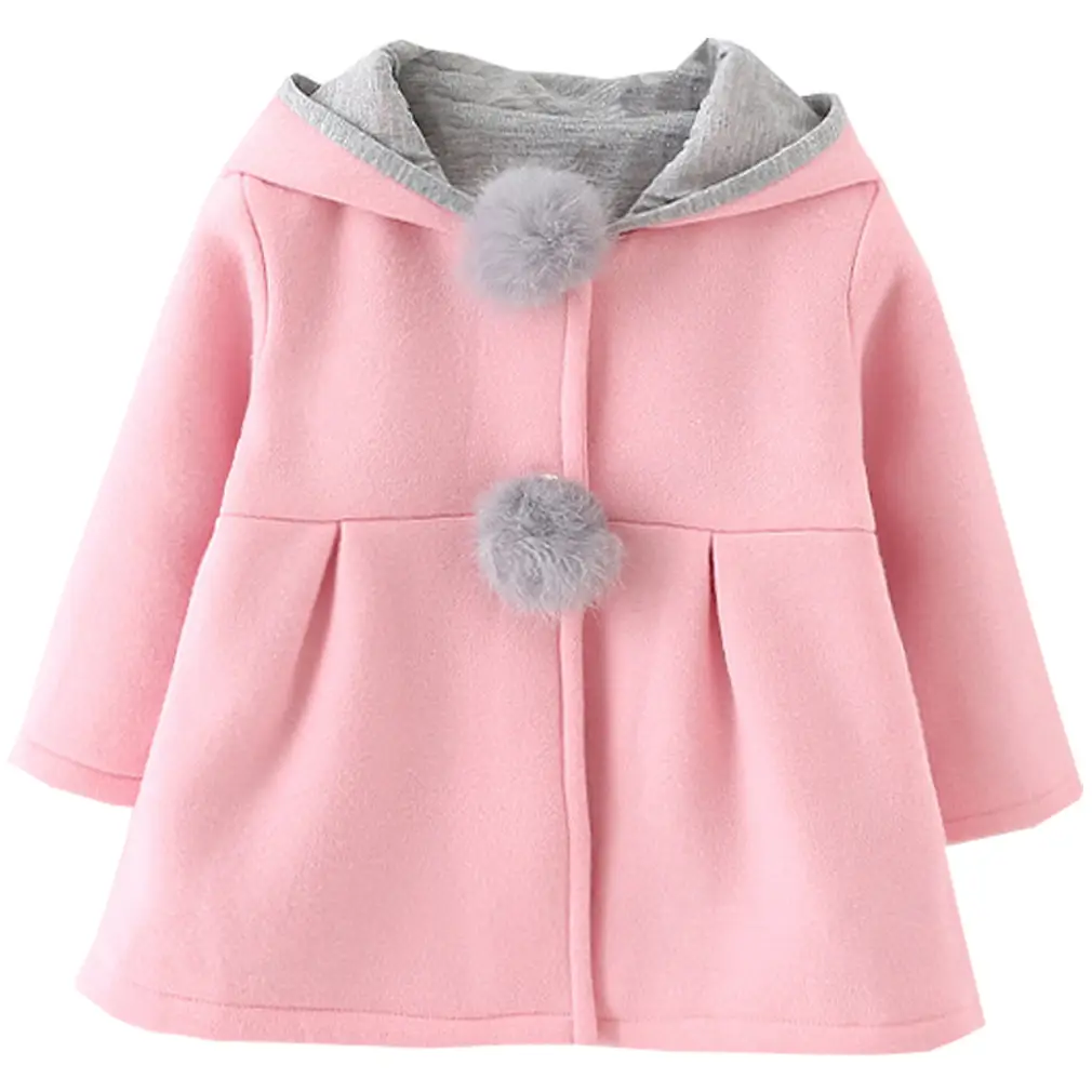 Baby Girls Spring Autumn Cute Hooded Jacket Coat 6 Months-6 Years Pink Gray