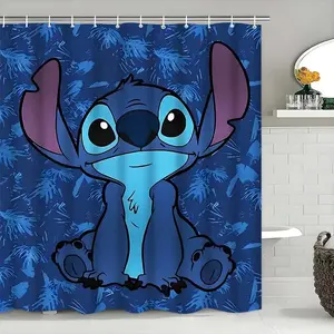 DISNEY CLASSIC Stitch Shower Curtain, "Lilo & Stitch" Theme, Exquisite Bathroom Decoration And Accessories, Suitable For All Seasons