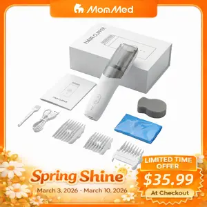 MomMed Baby Hair Clippers, Ultra Quiet Electric Vacuum Baby Clippers with Charger Base, Cordless Rechargeable Waterproof Haircut Kit for Kids & Men