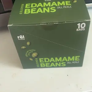 Rēl Snacks Dill Pickle Crunchy Roasted Edamame Beans 0.9OZ 10 Pack Protein Fiber High Protein Low Carb Keto Friendly Snack