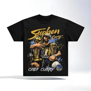 Vintage Chef 30 Curry GSW Championship Graphic Tee – Heavyweight Oversized Black Cotton Bay Area Streetwear Shirt