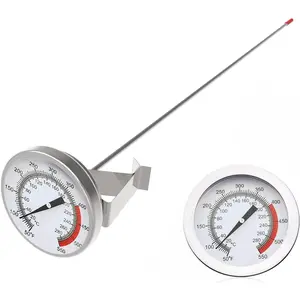 11.8" Long Stem Deep Fry Stainless Steel Thermometer with Pot Clip, Instant Read 2" Dial, Meat BBQ Turkey Candy Food Thermometer, Kitchen Gadgets