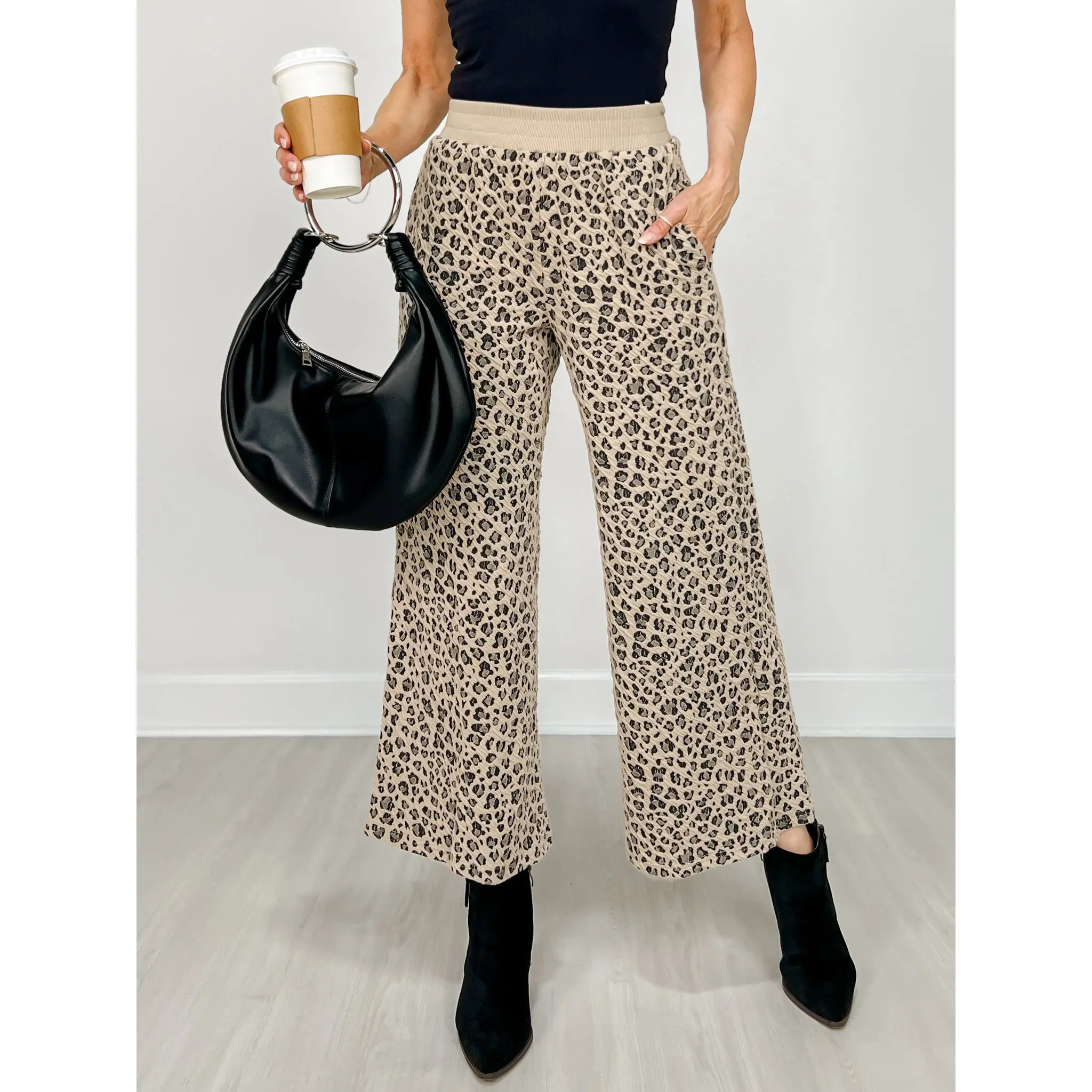 Elastic Waistband Leopard Print Pants