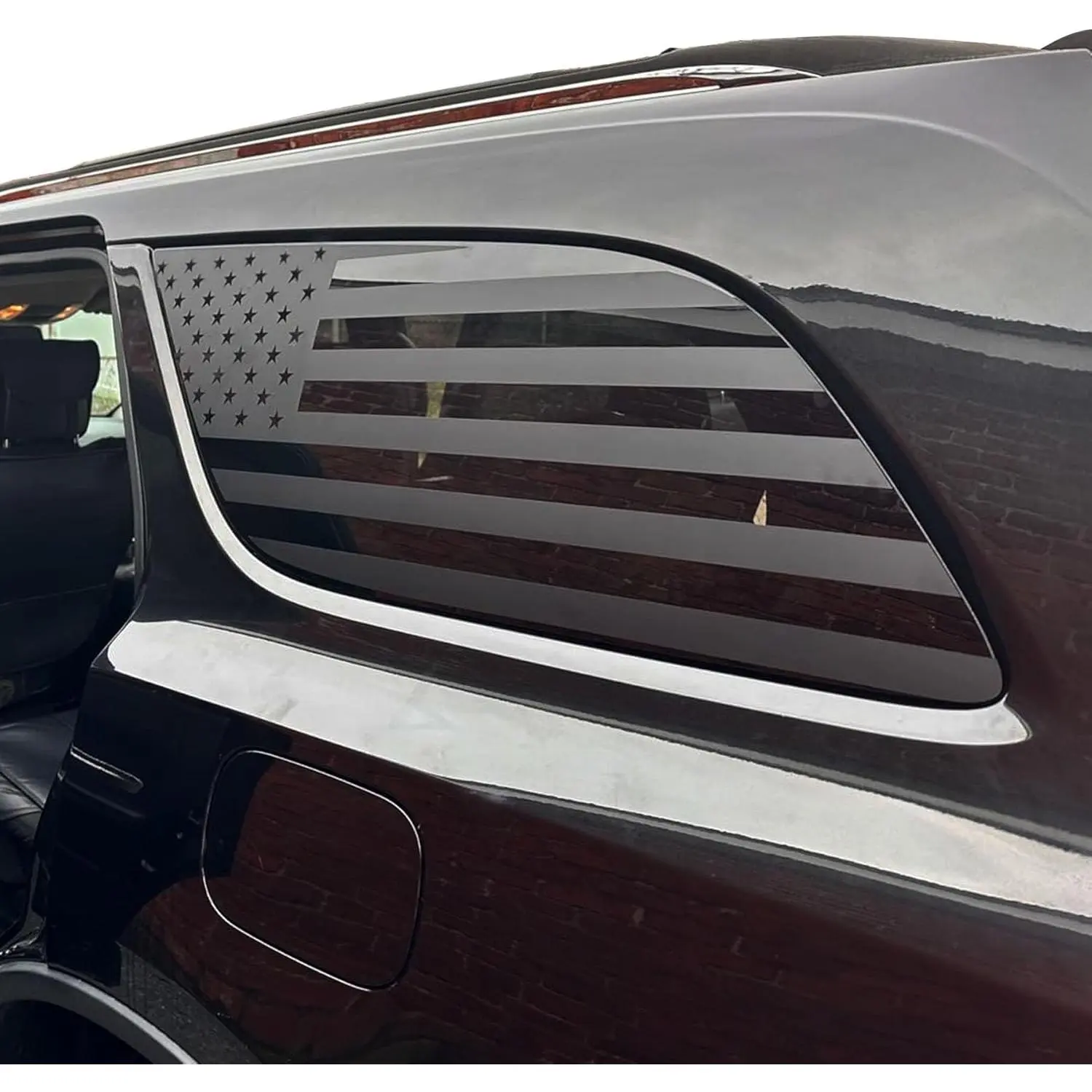 Durango Rear Side Window Flag Decal - Matte Black Vinyl Sticker for 2014-2024, Compatible with  Durango Models