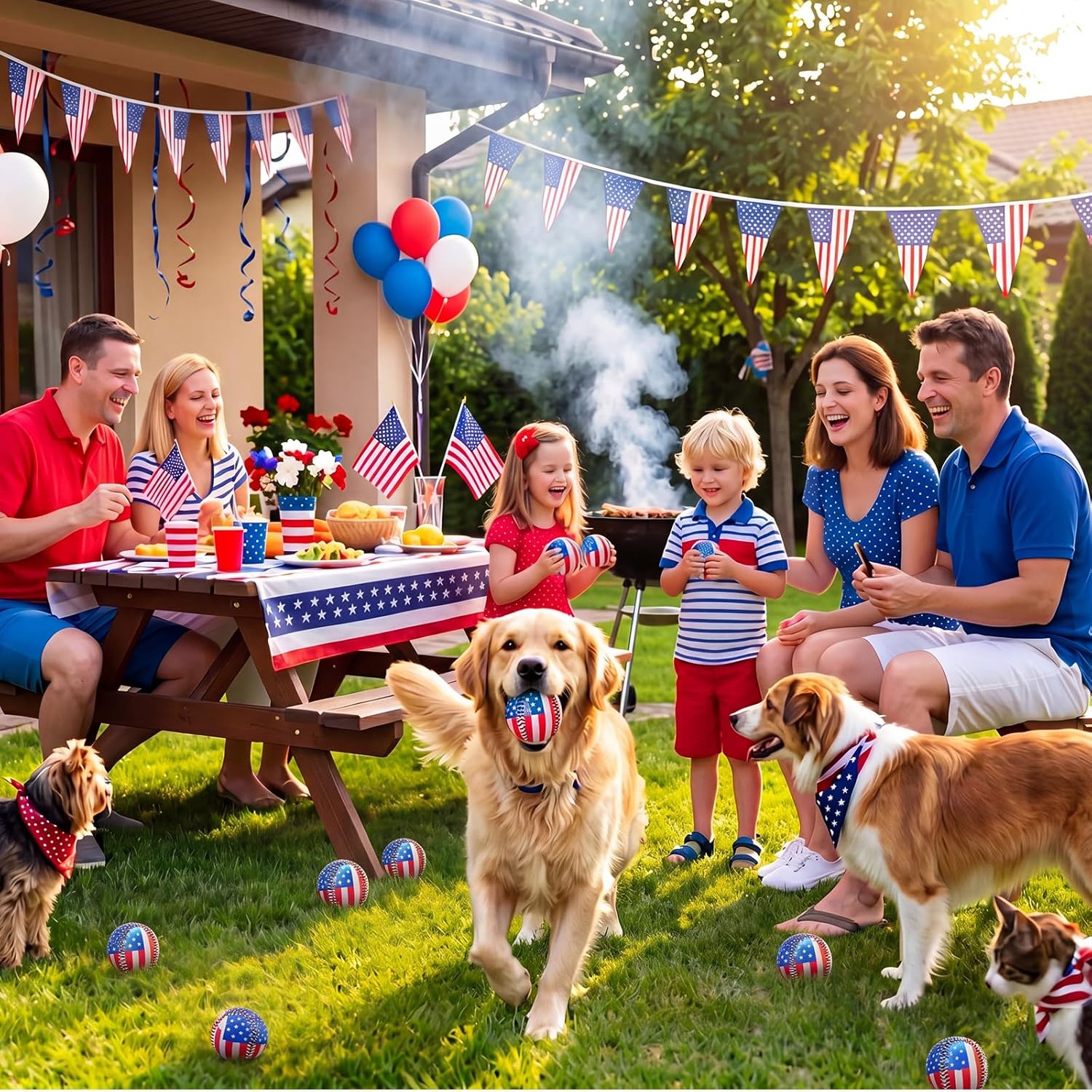 24 Pcs Unisex 4th of July Mini Patriotic Design Baseball Stress Balls - Red White Blue American Flag Foam Relief Toys, Sports Relief for 3-4 Years