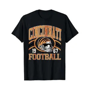 Cincinnati Football T Shirt Black 1967 Helmet Logo Design For Sports Fans And Game Day Wear