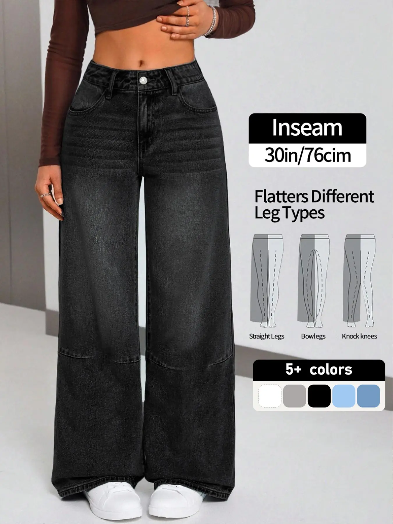 Women's Wide-Leg Denim Jeans, Vintage Washed Boyfriend Style, Comfortable Fabric, Street Fashion Y2K, Long Casual Trousers, Pants