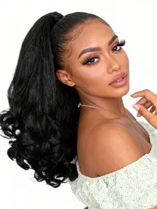 Women's Synthetic Yaki Texture Drawstring Ponytail Hairpiece, Durable & Stylish Design, Perfect for Daily Use