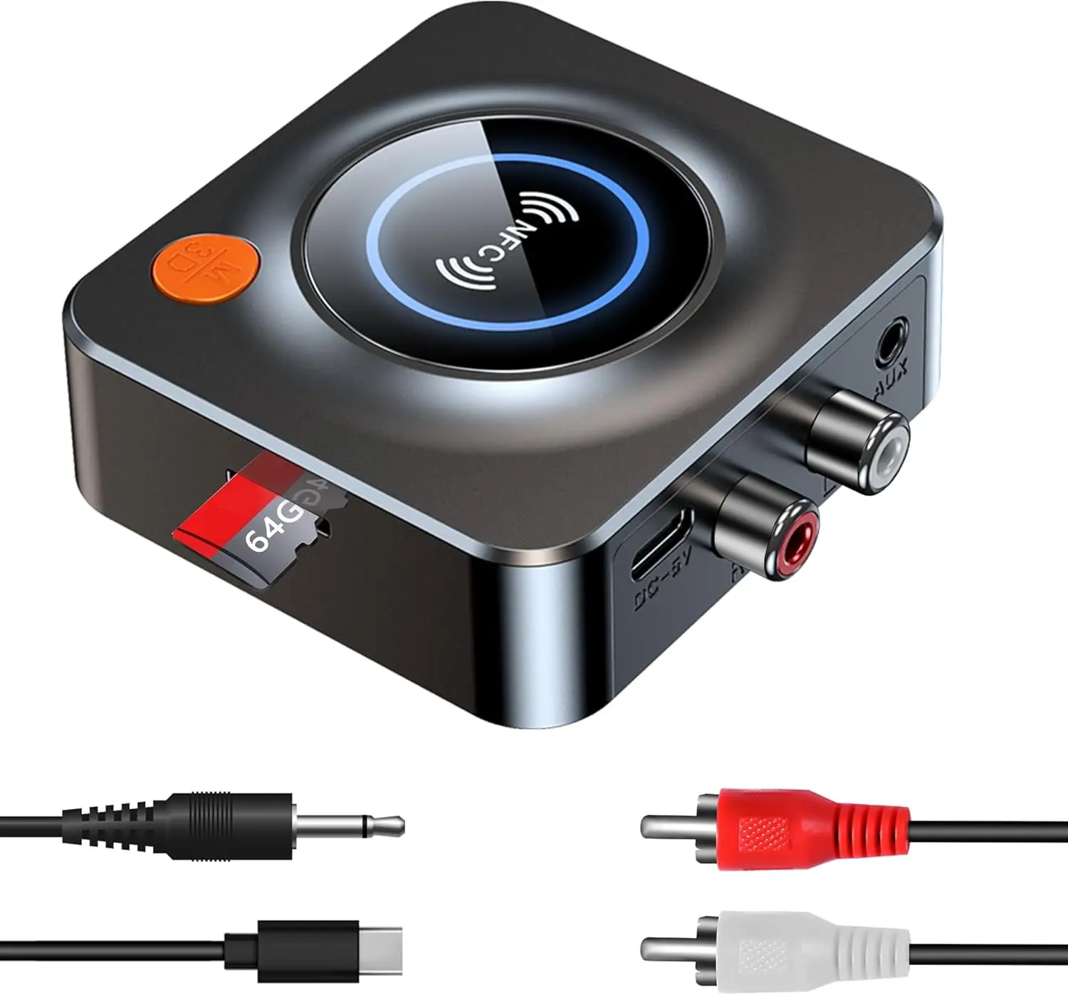 Bluetooth Receiver for Home Stereo, NFC Quick Pair,.mm AUX/RCA,TF Card Slot,Wireless Bluetooth Audio Adapter Low Latency for Home Music Streaming Stereo System