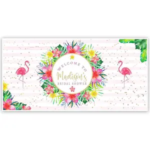 Tropical Flamingos Personalized Bridal Shower Banner