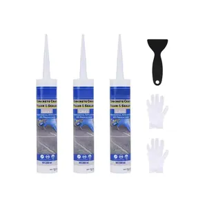 Cement Crack Filler Outdoor  Concrete Repair Sealant, Polyurethane Adhesive Sealant Self-Leveling Concrete Crack Filler Crack Flexible Driveway Patch Gray 10.5 fl. oz (3 Pack)