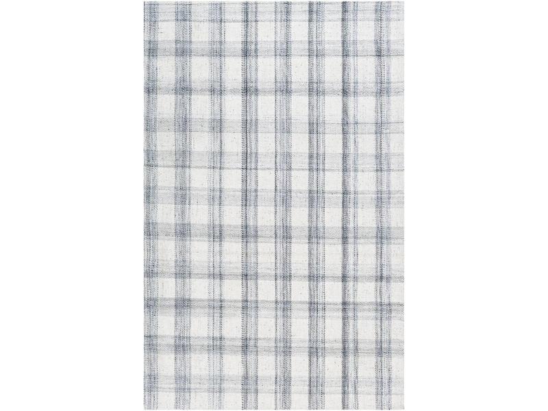 Livabliss BOSM2303-810 Sammy Plaid Hand-Woven Flat Weave Indoor Area Rug - 8 x 10 ft (96" w x 120" l) Rectangle, Light Silver/Ash/Metallic-Silver Soft Durable Textile Home Decor Rug