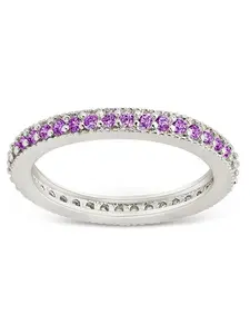Sterling Silver 2.5mm Thin Amethyst CZ Band Ring