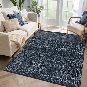 【GARVEE】Boho Moroccan Area Rugs: Ultra Soft, Stain Resistant, Machine Washable, Non-Slip, Available in Sizes 4x6 to 9x12 and Colors Black, Cream/Brown, Ideal for Living Room, Bedroom, Dining Room, Home Office Decor